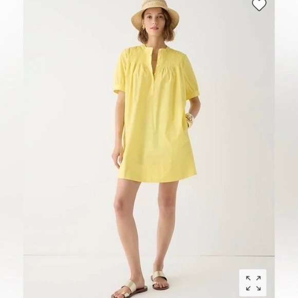 J. Crew Dresses & Skirts - J Crew Short Sleeve Mini Dress Yellow Cotton Poplin Womens Small Tall